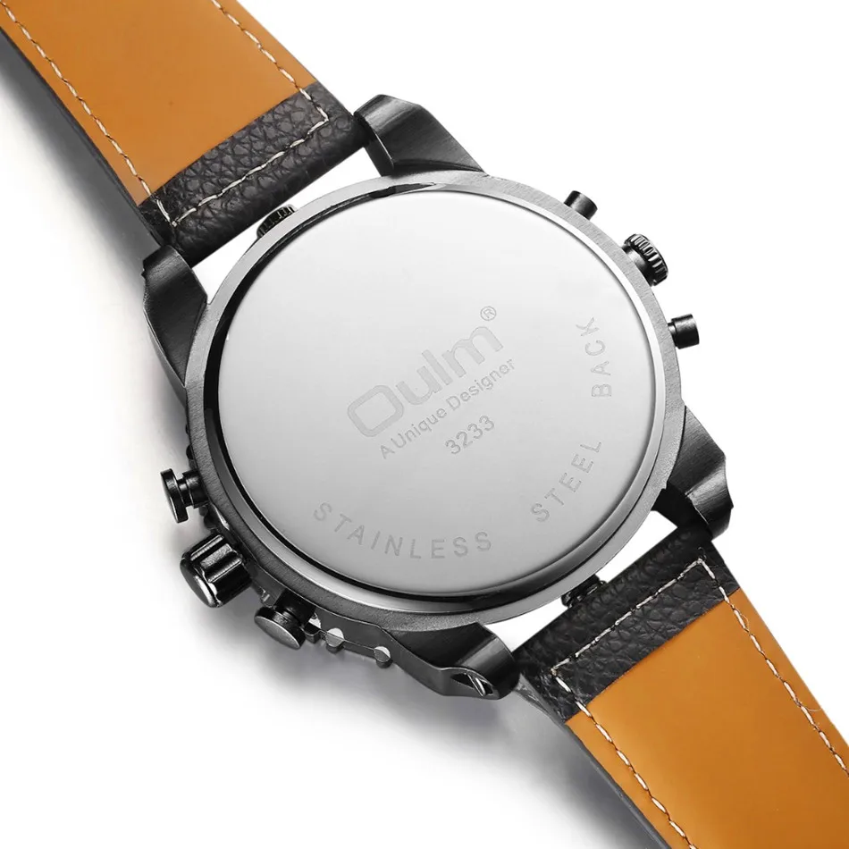 Мужские часы Лидирующий бренд OULM Высокое качество кожаный ремешок очень большой циферблат 4 Япония Movt повседневные кварцевые часы Montre Homme Grosses