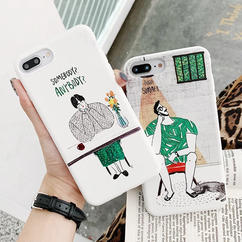 

YiKELO Cartoon Art Pattern Case Coque For iPhone 8 6 6S 7 Plus X XS XR Max Soft Candy Silicone Capa Cover for iPhoneXS XSMax TPU