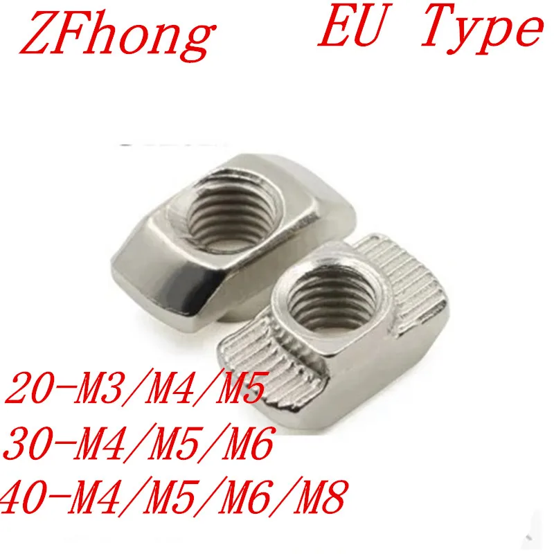 

10-100pcs M3 M4 M5 M6 M8 Hammer Head T nut Fasten Nut Connector Nickel Plated for 2020 3030 4040 aluminum profile