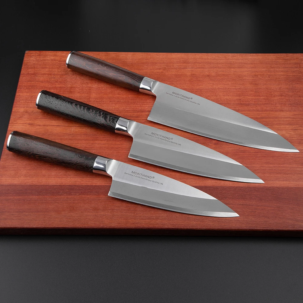 Японские филейные ножи Mokithand из высокоуглеродистой Германии, 1,4116 сталь, суши нож для лосося, ножи из нержавеющей стали Deba