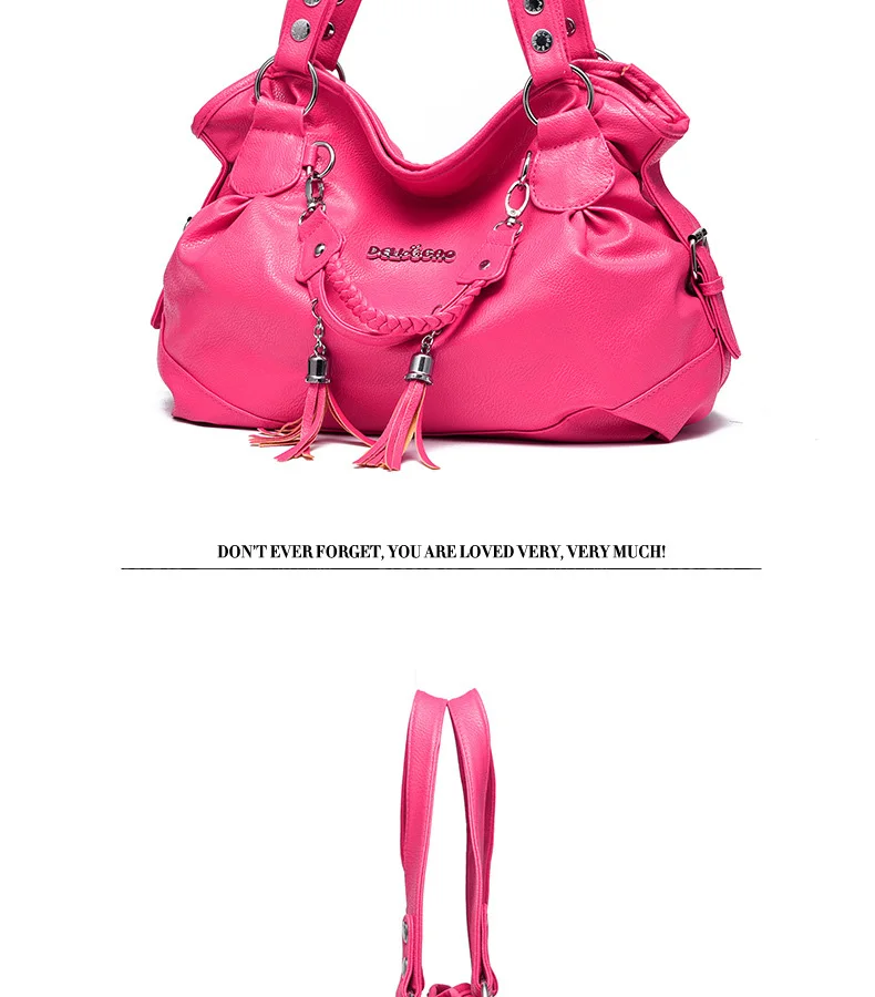 Новая Большая вместительная сумка на плечо женские сумки с кисточками Женская Повседневная сумка из мягкой искусственной кожи дамские сумки-Хобо Bolsa Feminina