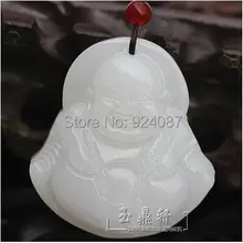 Пакет Почтовый нефрит ожидаемый белый и нежный Синьцзян натуральный нефрит Смеющийся Будда подвеска maitreya Премиум suet белый