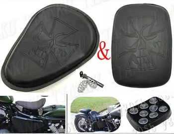 

Cross Leather Seat Spring Seat + Rear Fender Seat Pad For Suzuki Kawasaki Honda Yamaha Sport Bobber Custom Chopper Cruisers