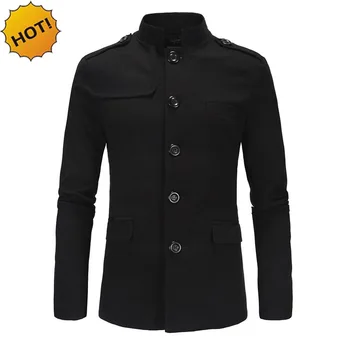 

New 2020 autumn winter Casual City Indoor Mens Collar Chinese tunic suit Straight slim fit Blazers masculino black grey coat