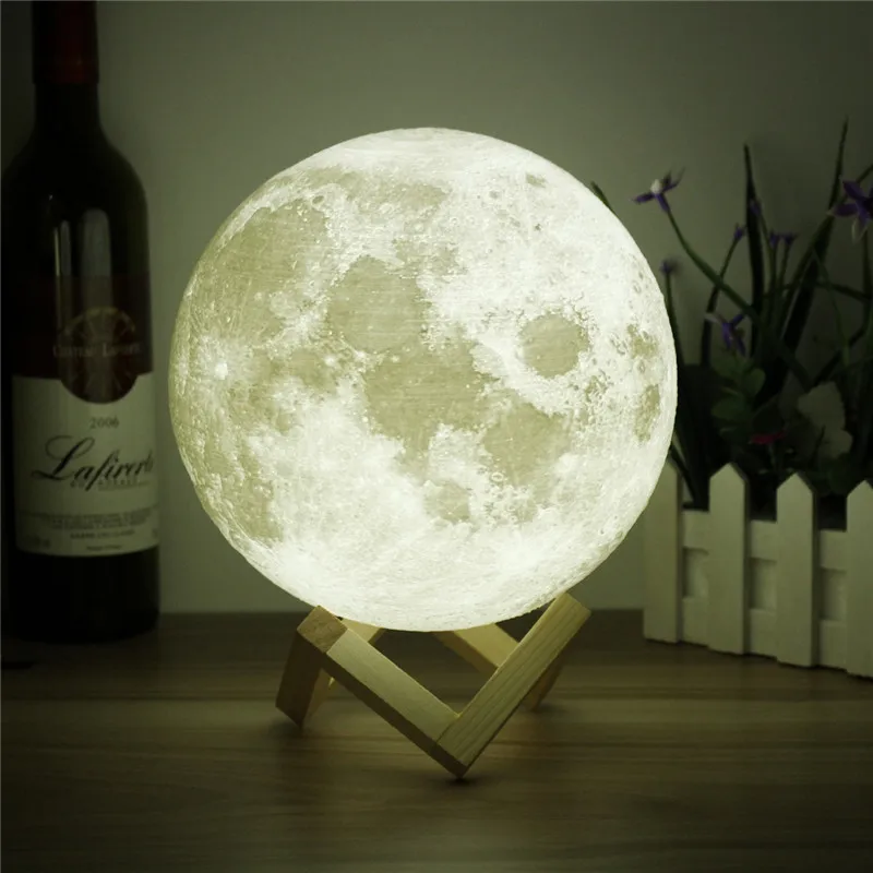 Creative 3D Moon Lamp LED Night Light USB Rechargeable Color Change Touch Switch Desk Table Light Home Decor 8/10/15/18/20cm