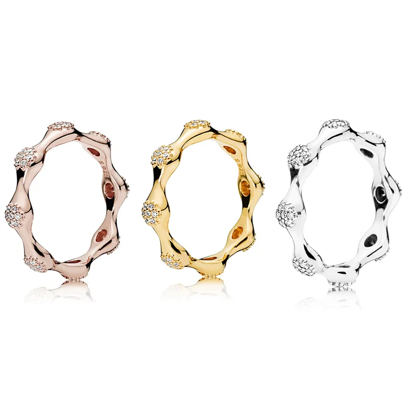 

New 925 Sterling Silver Ring Charms 3 Style 925 Rose Gold Gold Color Crystal Ring For Women Jewelry