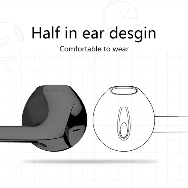 Simvict E6C Earphone Stereo Bass Sound Special Half In-ear Headset with Mic Handsfree for Phones Iphone 6 6s 5 5s Xiaomi Samsung