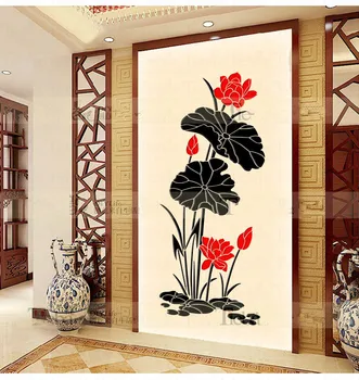 

Acrylic crystal lotus dimensional mirror wall stickers living room entrance hallway corridor study decorative wall stickers