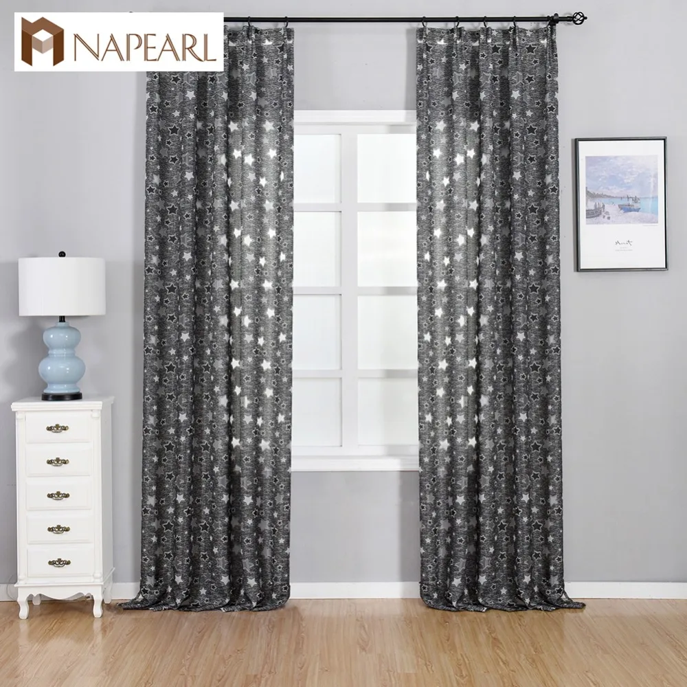 

NAPEARL Jacquard Stars Pattern Thick Fabric Living Room Curtain Custom Window Treatment Ready Made Drapery Home Textiles Shades