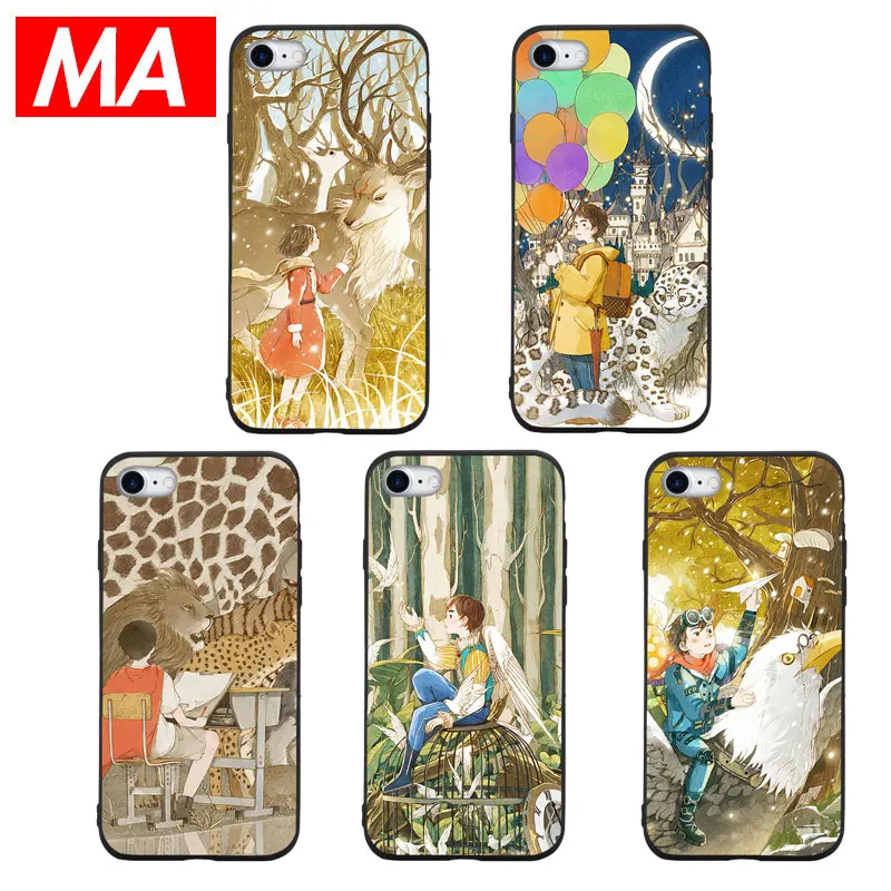 

MA Fairy-tale style of printing Phone Case For IPhone 7 8 Plus XS Max XR Cases For IPhone X 8 7 6 6S Plus 5 SE Soft TPU Cover