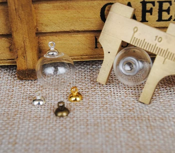 

NEW 50sets/lot 16mm*4mm(opening) glass globe bubble & 6mm cap jewelry findings set DIY Glass vial pendant glass pendant
