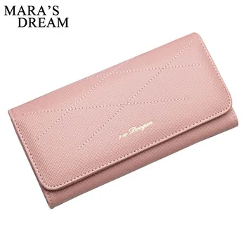 

Mara's Dream Women Wallets Solid PU Leather Hasp Zipper Clutch Solid Color Long Female Mobile Bags Money Purse Lady Clutch Bags