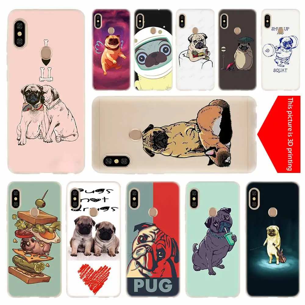 

Pug Dog cover soft Silicone TPU Case For Xiaomi Redmi 3 4X 4a 5 Plus 5a S2 6a 6 Pro Note 7 5 6 4 3 5a