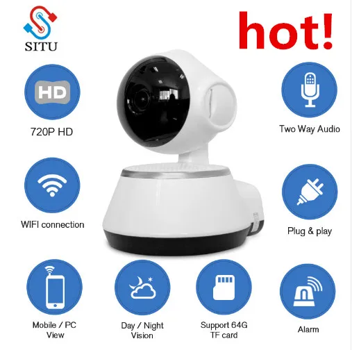IP-камера V380 HD 720P Компактная Беспроводная с поддержкой Wi-Fi 64 ГБ | Безопасность и