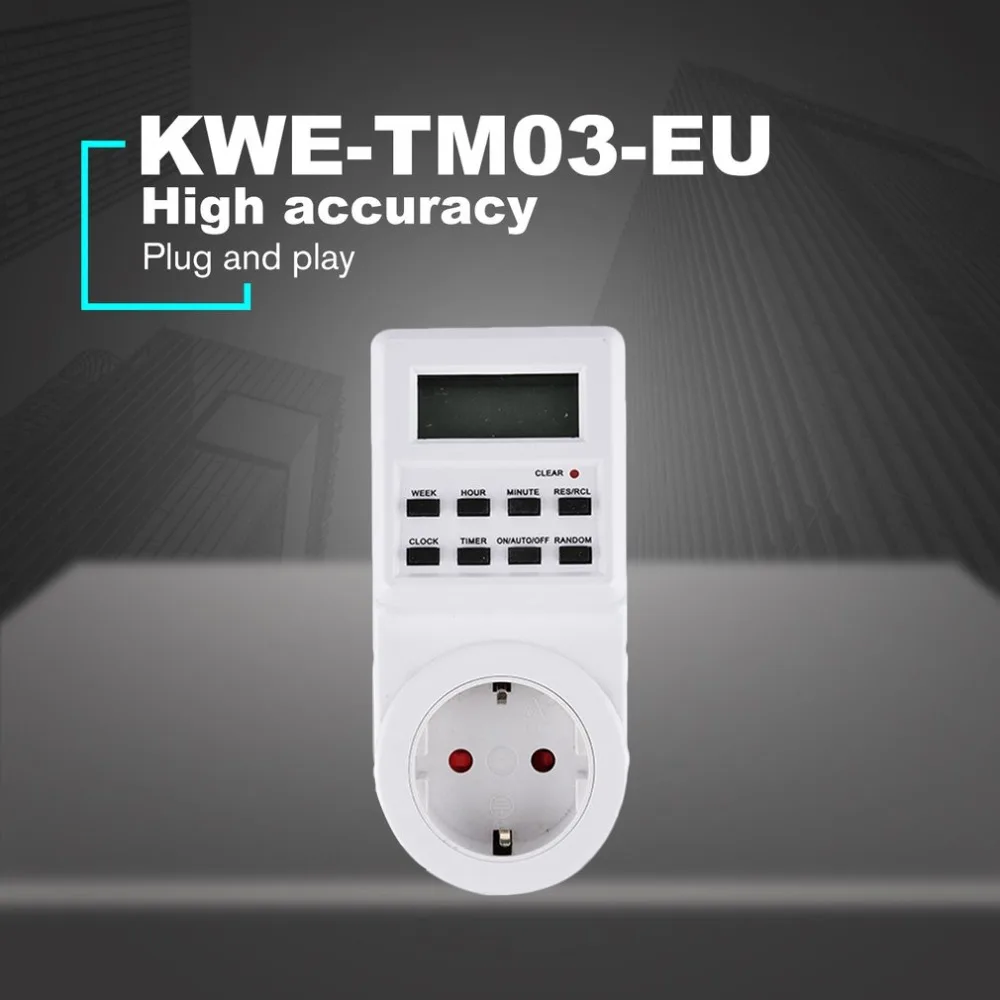 

Mini Digital LCD 230V 16A Timer Switch Socket Outlet Plug-in Time Control for Kitchen Electric Appliance EU Plug with Colock