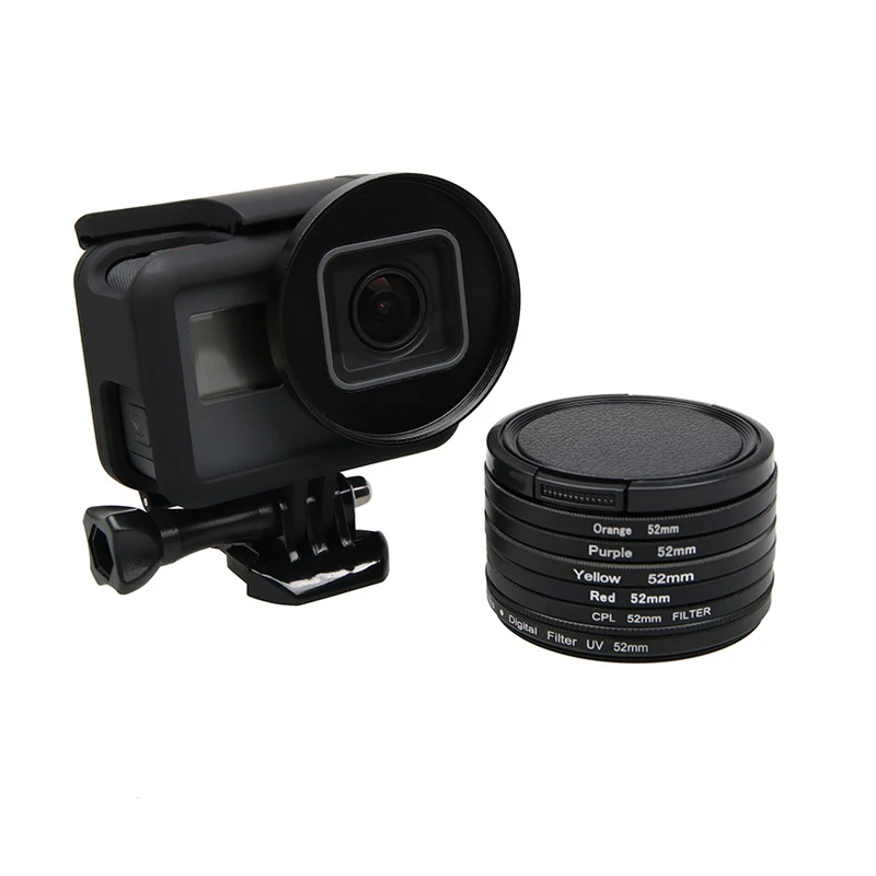 52mm Diving Filter Set Adapter Ring Waterproof lens cap UV CPL Yellow Red Purple Gray orange Filter For Gopro 5 6 Accessories (7)