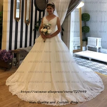 Robe de Mariee Новое поступление кружевные свадебные платья Boho V шеи вечернее платье без спинки Тюль роскошное платье невесты Vestido de Noiva