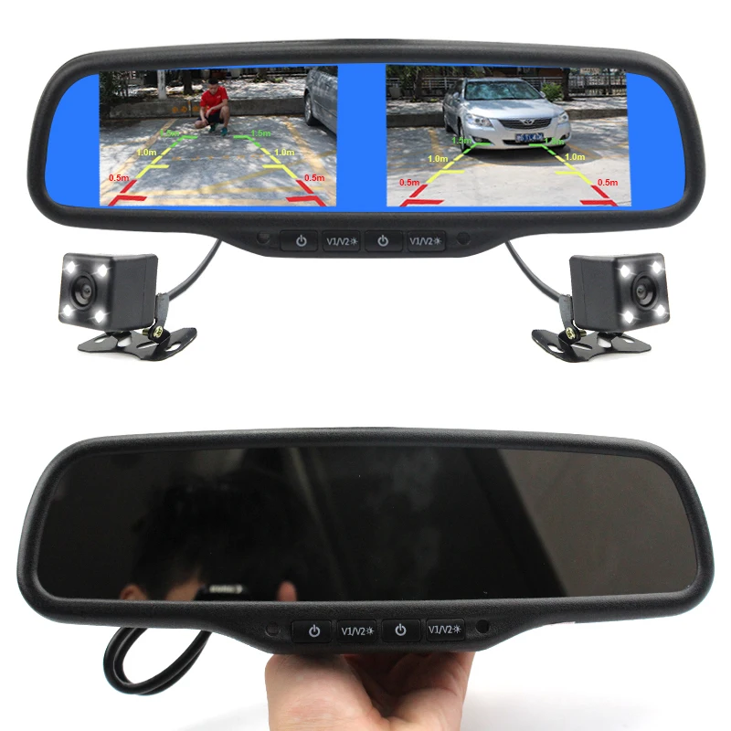 

Car Rear View Backup Parking Camera Car Monitor Night Vision 800*480 Dual Screen Car Interior Mirror Monitor Video Input