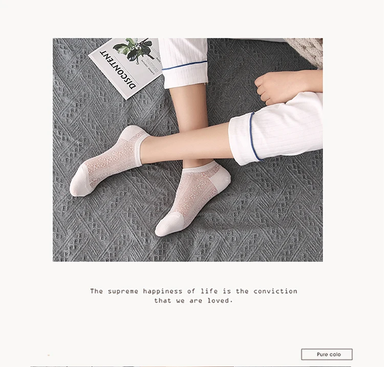 Летние кружевные носки-Башмачки из силикагеля для женщин и девочек невидимые Нескользящие тапочки с хлопковой подошвой Нескользящие носки 1 пара = 2 шт