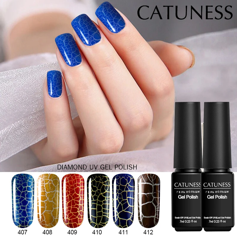 

CATUNESS Popular Crackle Pattern Gel Nail Polish Soak-Off UV Need Top and Primer Coat Cracking Beautiful Nail Gel Varnish 7ML