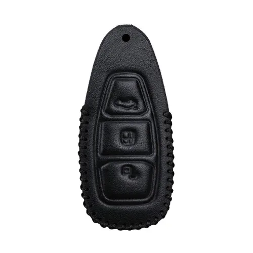 Кожаный чехол для автомобильных ключей, защитный чехол для Ford Mondeo Mk4 Focus Kuga Fiesta Fusion Ecosport, автомобильный брелок для ключей - Название цвета: Black Case