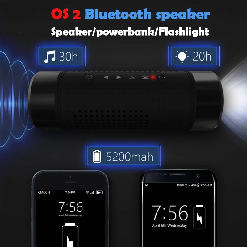 

SHZONS OS2 Intelligent Outdoor Speaker Loudspeaker Box Power Bank Portable Power Source Flashlight Multi-function Column Speaker
