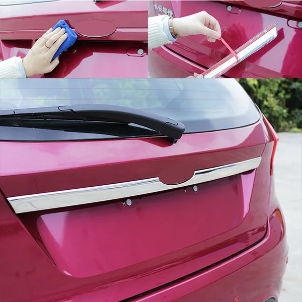AX задняя дверная ручка крышка багажника Накладка багажника Наклейка для Ford Fiesta 2009- хэтчбек хромированная литье акцент Стайлинг полоса
