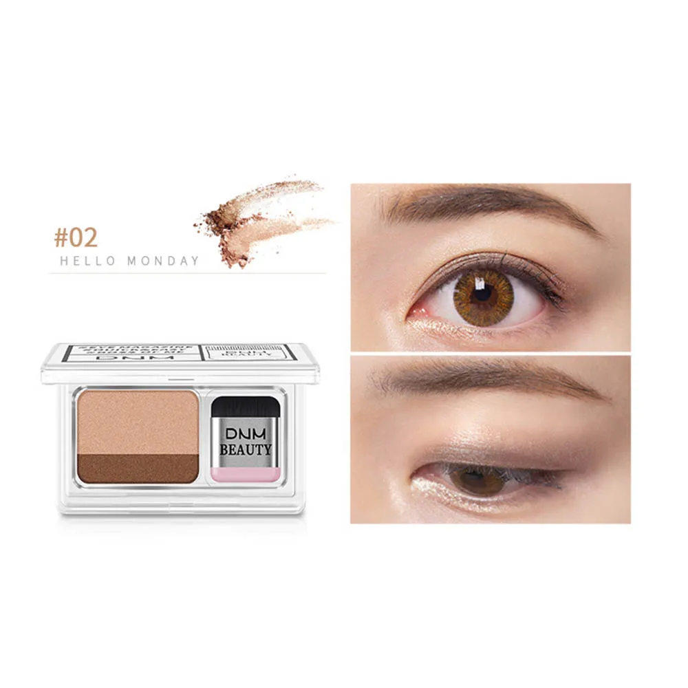 Lazy Double Color Eye Shadow Makeup Palette Shimmer Eyeshadow Makeup Waterproof Mineral Powder Double-layer Eye Shadow Cosmetics - Цвет: 2