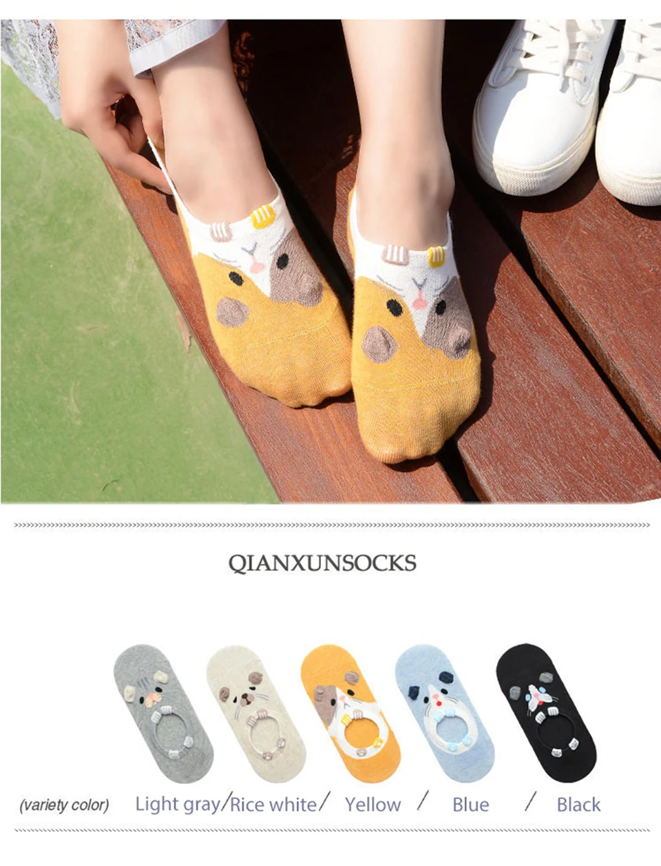 Весенне-летние модели, трехмерные хлопковые невидимые носки, силиконовые Нескользящие Носки с рисунком щенка, носки с закрытым носком