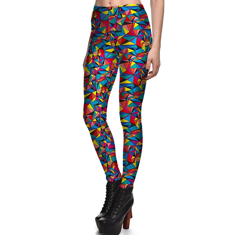 New Arrival 3811 Sexy Girl Cartoon Colorful mirror triangle Printed Elastic font b Fitness b font