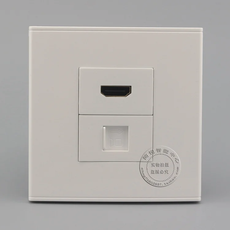 

Wall Socket Plate 2 Ports Network RJ45 CAT5e LAN & HDMI Elbow insert panel Faceplate Outlet Adapter 86*86mm Home Adapter