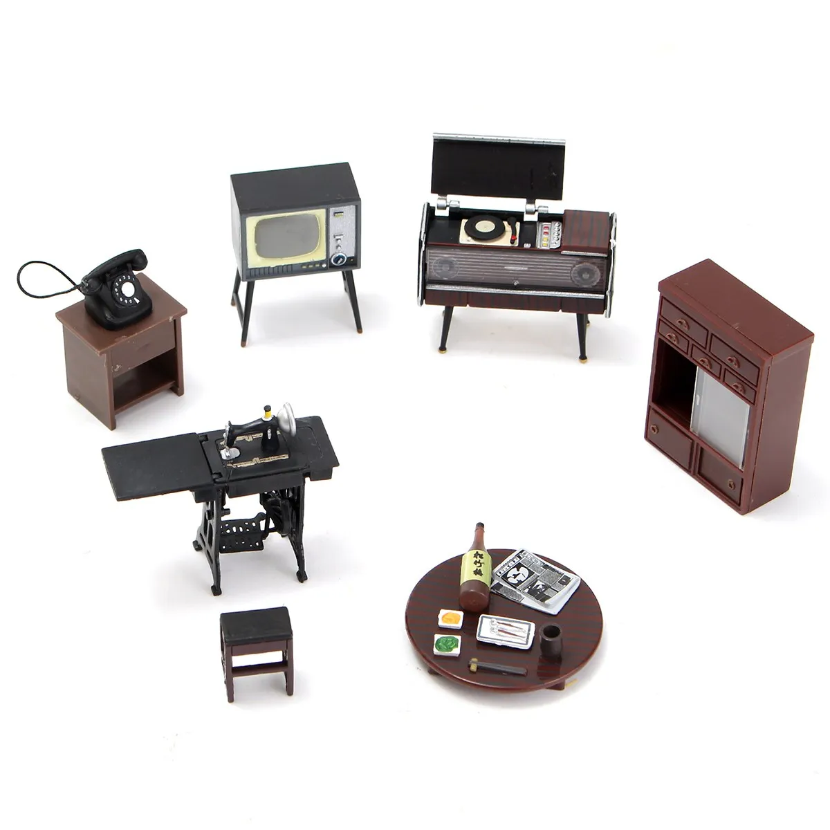 Lb. a 7 قطعة/المجموعة خشبية diy 1:12 محاكاة مصغرة دمية الأثاث مصغرة الأثاث مجموعة للأطفال دمى منزل اكسسوارات