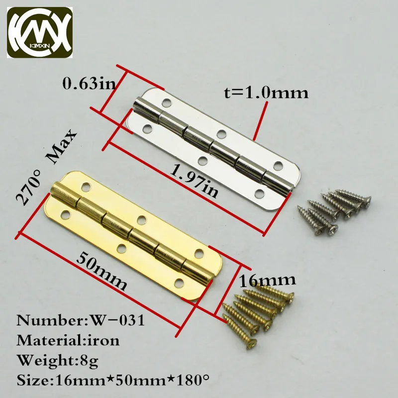 Koop 16*50mm 16 stks in voorraad meubels connectors 6 gat kleine houten geschenkdoos scharnier Snelle verzending kleine doos hardware kimxin w 031