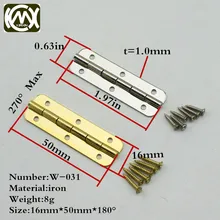 16 50mm 16pcs in stock furniture connectors 6 hole small wooden gift box hinge Fast shipping