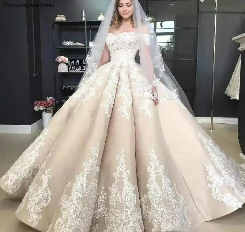 Vintage Princess Wedding Dresses 2019 Champagne Off Shoulder
