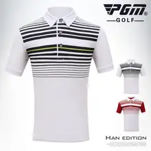 PGM/ футболка для гольфа с короткими рукавами для мальчиков, летние дышащие быстросохнущие рубашки для детей, топы в полоску для мальчиков