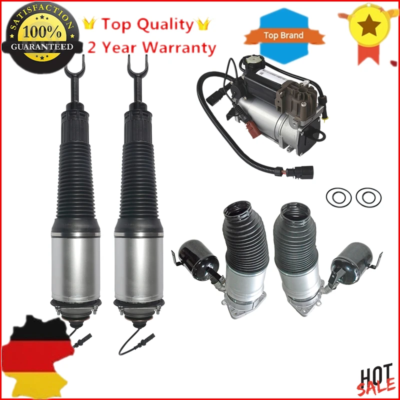AP02 New Front Strut + Rear Air Spring & Compressor Kit For Audi A8 S8