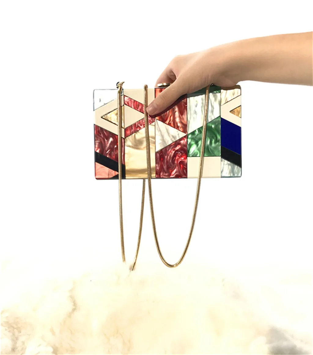 Новые женские сумки-мессенджеры роскошные акриловые геометрические решетки сумка в стиле петчворк для вечеринки выпускного вечера клатч женская вечерняя сумочка вечерние сумки