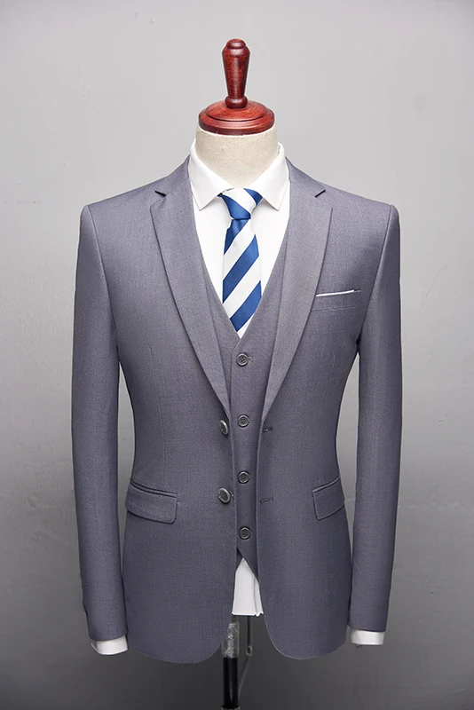 ( Jackets +Vest+ Pants ) 2019 New Men's Fashion Boutique Solid color Wedding Formal Suits Mens Casual Business Suits Male Blazer