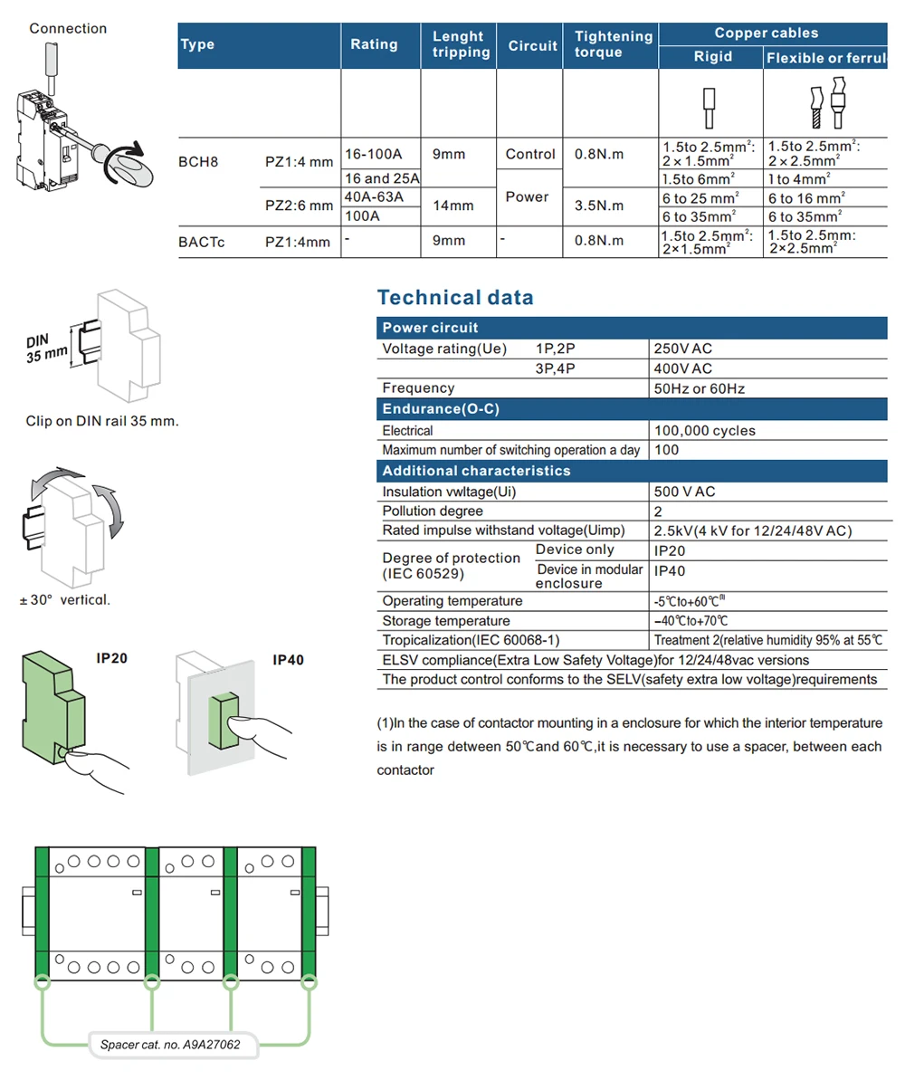 trilho din, contator modular ac 2no 1nc 1no