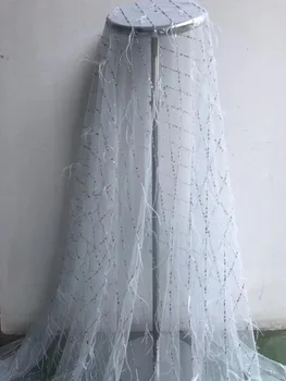 

African tulle lace fabric 2018 high quality sequins lace French mesh gauze mesh lace fabric wedding dress RF25661