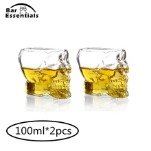 2 шт, 100 мл, стакан для водки с черепом, пивной стаканчик, Рюмка для вина, голова для виски, для питья, популярный дизайн, новые модные вечерние