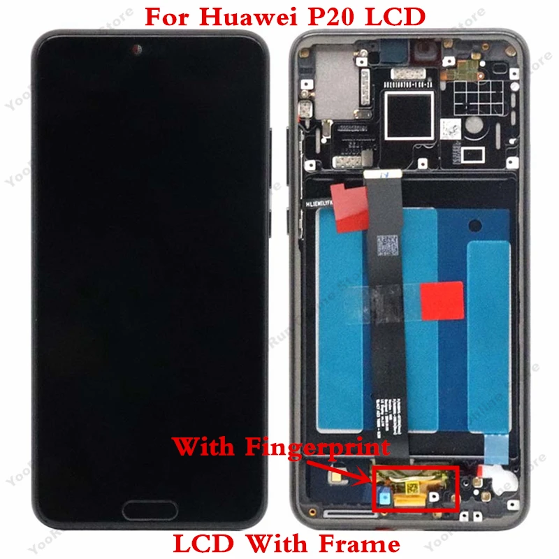 

AAA Quality 5.8" For Huawei P20 LCD Display Touch Screen Digitizer Assembly With Frame+Fingerprint For P20 LCD Replacement Parts