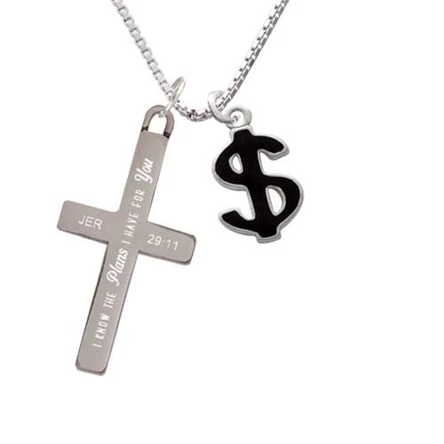 Black Dollar Sign - Plans I Have for You - Cross Necklace (1)