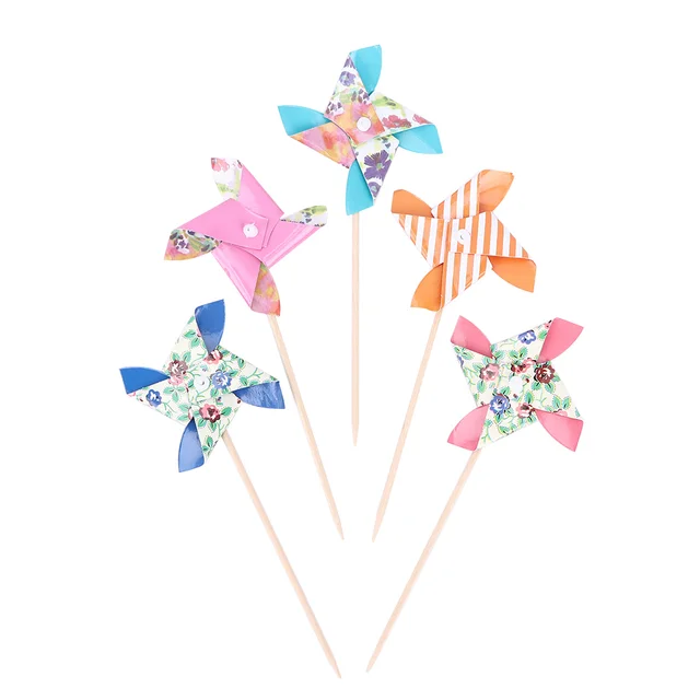 24pcs Paper Windmill Toy Spinner Pinwheel Whirl Flower Windmill Toy Yard Decor Outdoor Toy Color Random 1