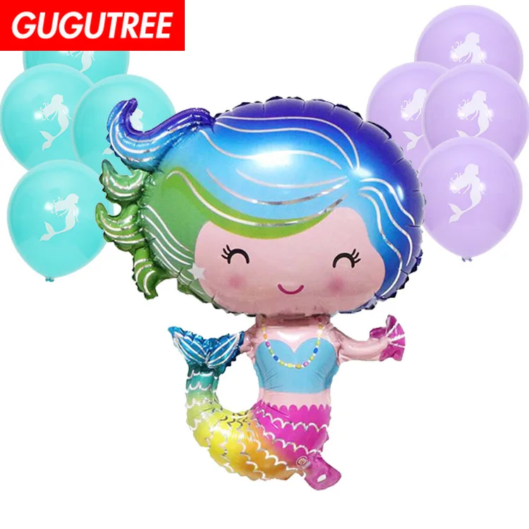 

GUGUTREE PARTY 61x48cm blue green sea-maid foil latex ballon wedding event christmas halloween festival birthday party HY-175