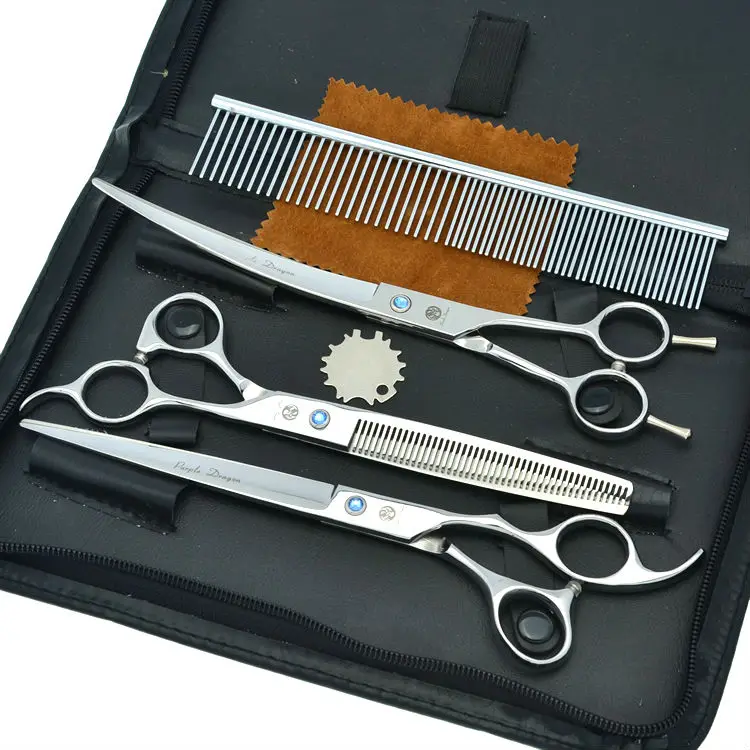 

7.0" Professional Dog Grooming Scissors Set Pet Cutting & Thinning & Curved Shears Animals Hair Tool, LZS0377