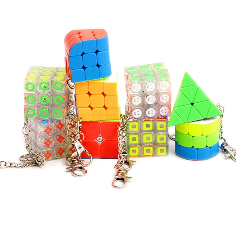 Fashion Mini Keychain Cube Cylinder Magic Speed Cube Puzzle Release