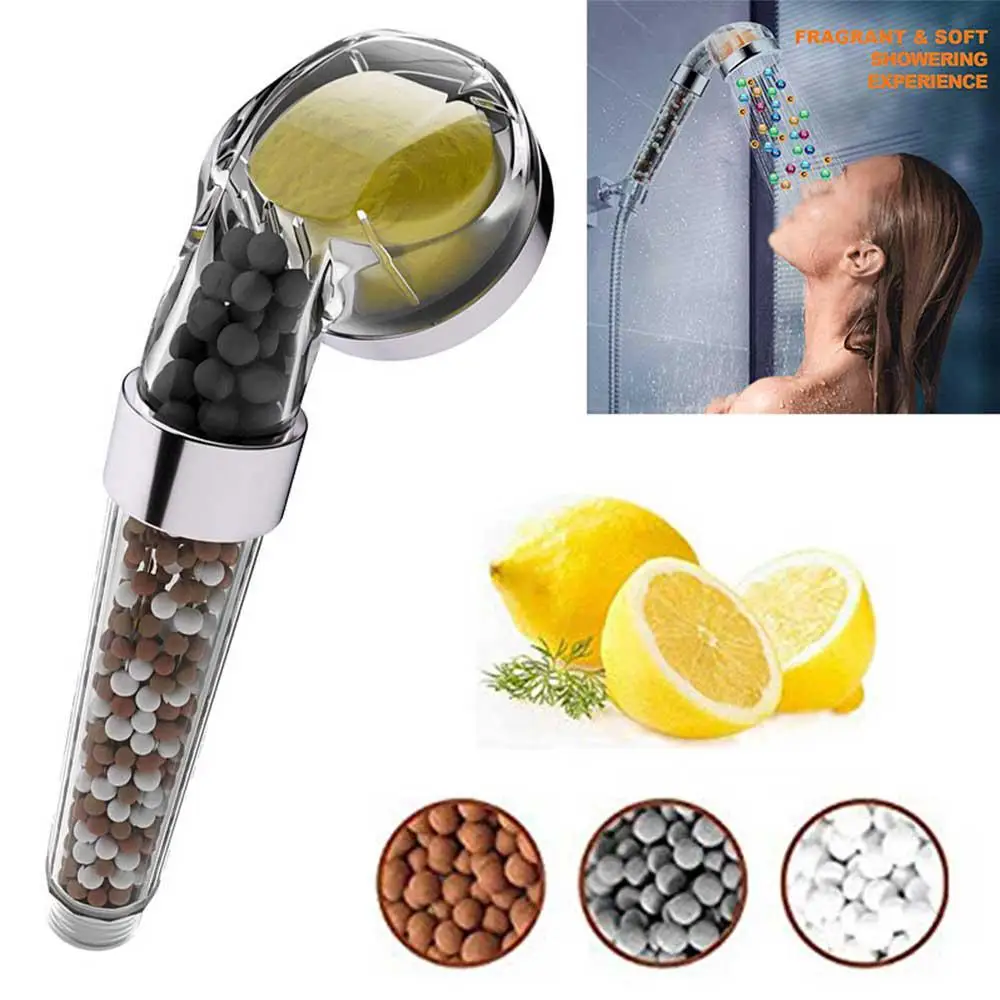 

Shower Bath Head Adjustable High Pressure Stone Stream Handheld Shower Head With Negative Ion Activated Ceramic Balls