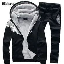 Мужской спортивный костюм, зимняя флисовая куртка с капюшоном+ штаны, толстовки на молнии, комплект из 2 предметов, толстовки, спортивный костюм, пальто, комплект спортивной одежды